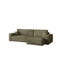 ECKSOFA Mit Schlaffunktion Und Bettkasten, Eckcouch BEST XL Stoff Poso Dicker Cord Olive Rechts - Schwarz/Olivgrün, Holz/Kunststoff (274/142cm) - Kaiser Möbel