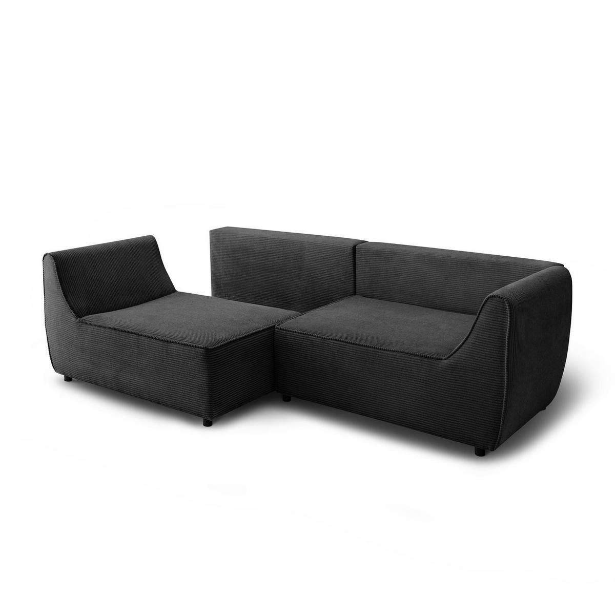 SOFA ASPEN Zweisitzer mit Schlaffunktion, Anafi 19 - Graphitfarben, Textil (267/94/95cm) - Lookway