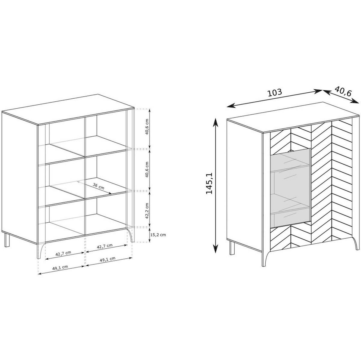 VITRINE Lume mit 2 Glastüren, 100 cm, kaschmir - Kaschmir, Holzwerkstoff (103/145/40.5cm) - Beautysofa