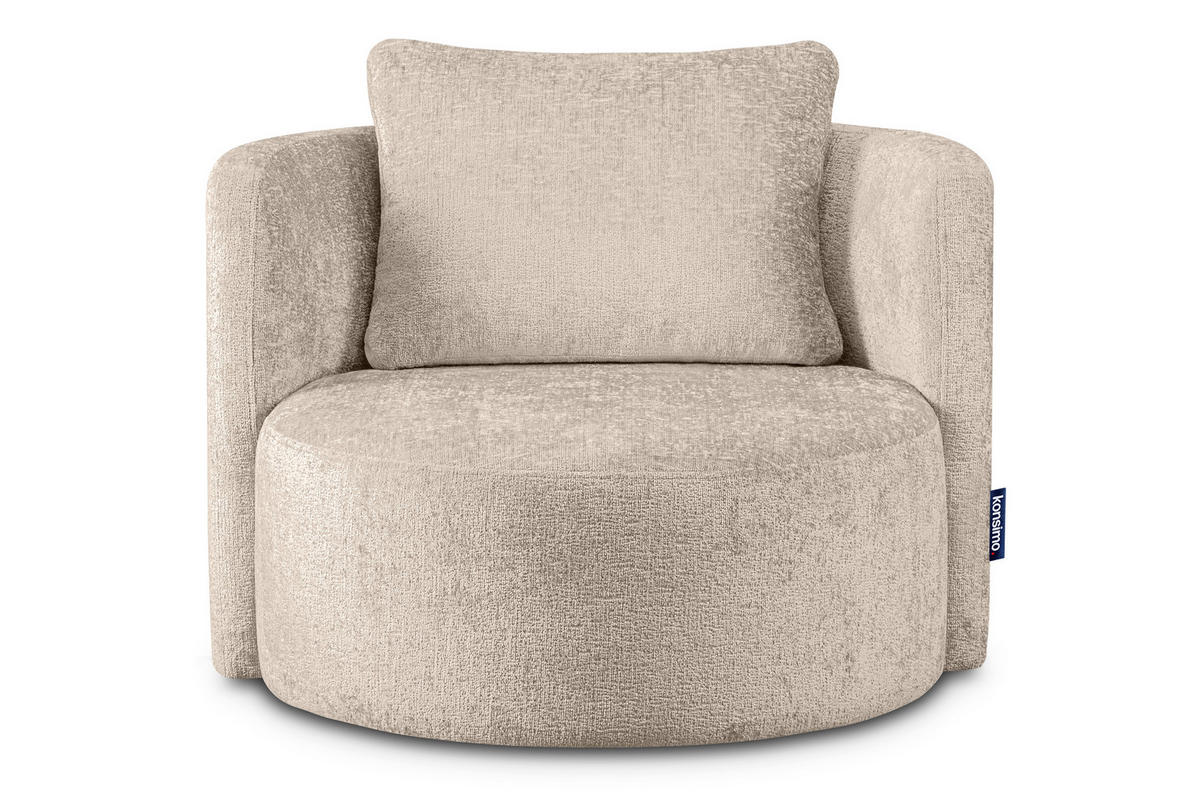 DREHSESSEL-SET RAGGI inkl. Sitzhocker, Chenille-Stoff, grau - Beige/Grau, Textil (92/75/80cm) - KONSIMO®