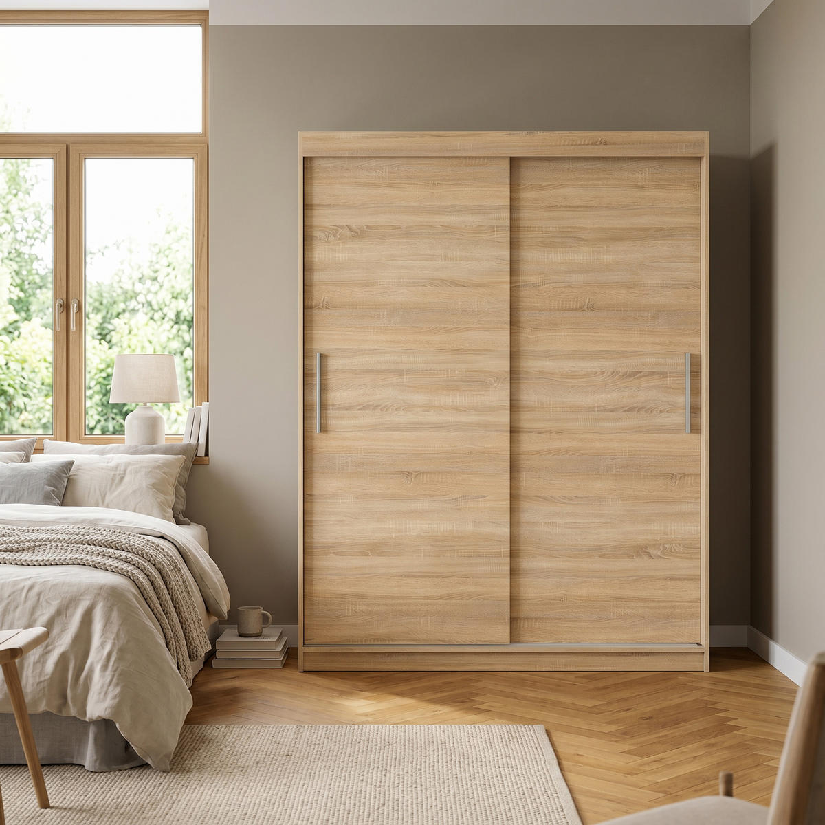 SCHWEBETÜRENSCHRANK VIVA 180/215,5/59cm 2-türig Sonoma Eiche - Sonoma Eiche, Holzwerkstoff (180/215.5/59cm) - MASSENO