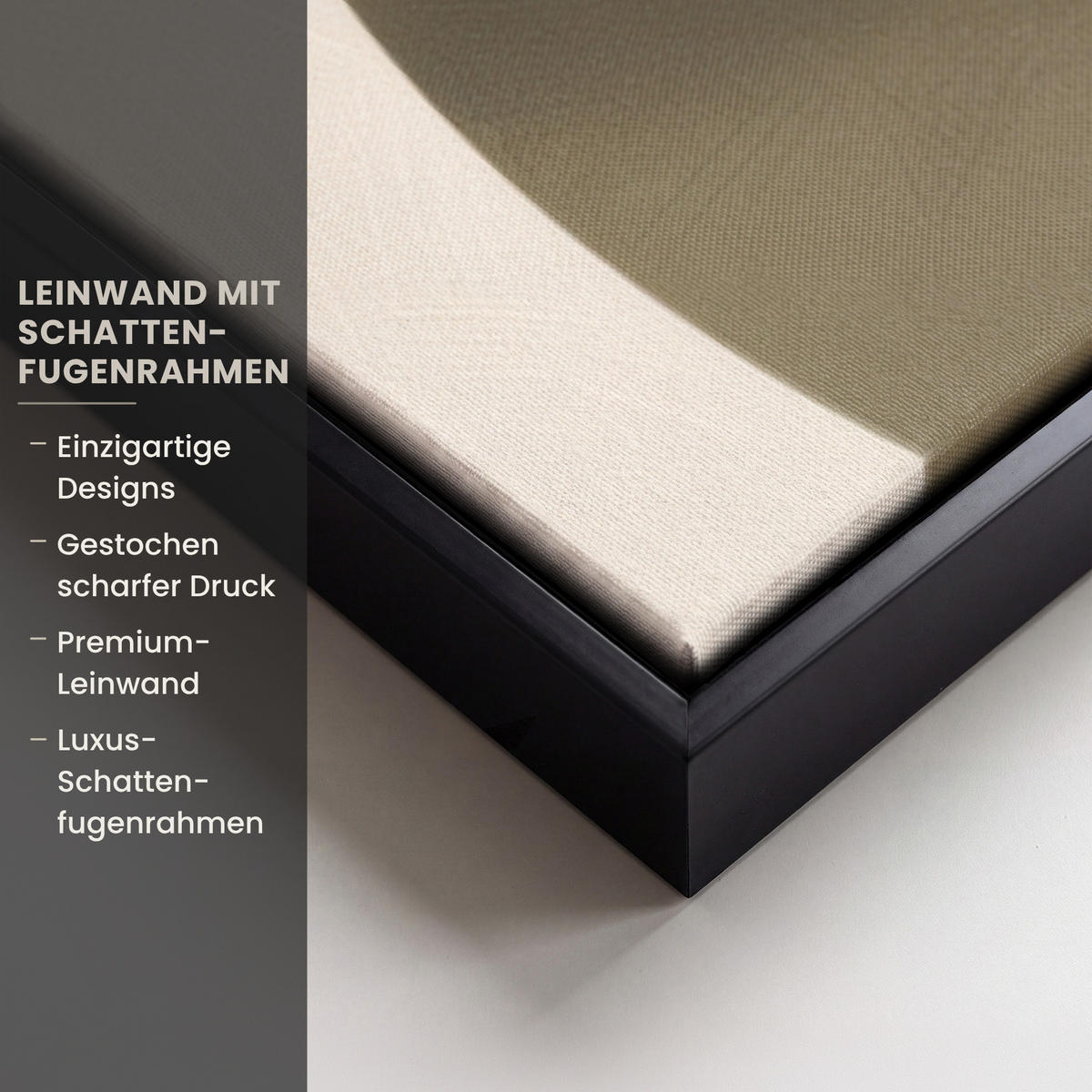 LEINWAND Bilder mit Rahmen - Formen - Rund - Blätter - Beige - 90x60 - Rostfarben, Textil (90/60cm) - MuchoWow
