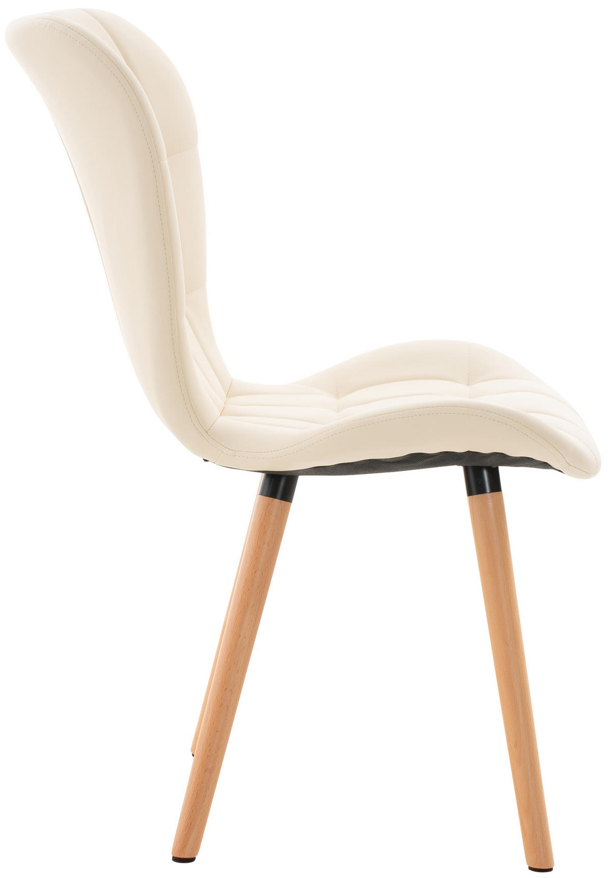 STUHL Lederlook creme - Eukalyptusholzfarben/Creme, Holz/Textil (50/88/63cm) - CLP
