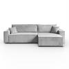 ECKSOFA Gepolstertes CARLO XL Cord mit Schlaffunktion und Bettkasten, Poso 110 - Hellgrau, Textil (277/143cm) - Lookway