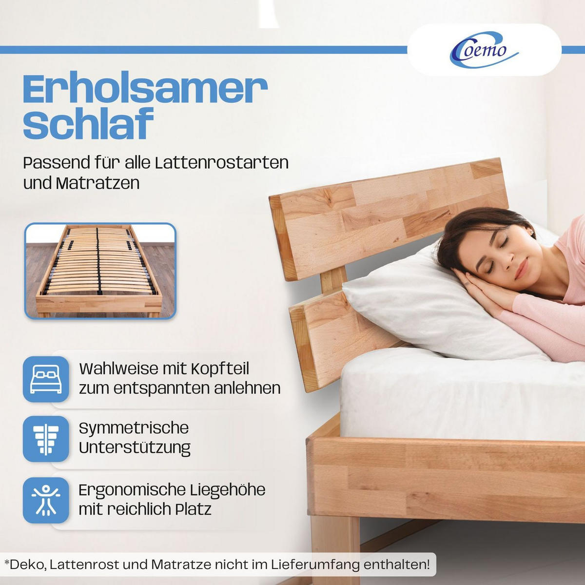 MASSIVHOLZBETT LEAH Buche massiv 140/200 cm - Naturfarben, Holz (140/200cm) - Coemo