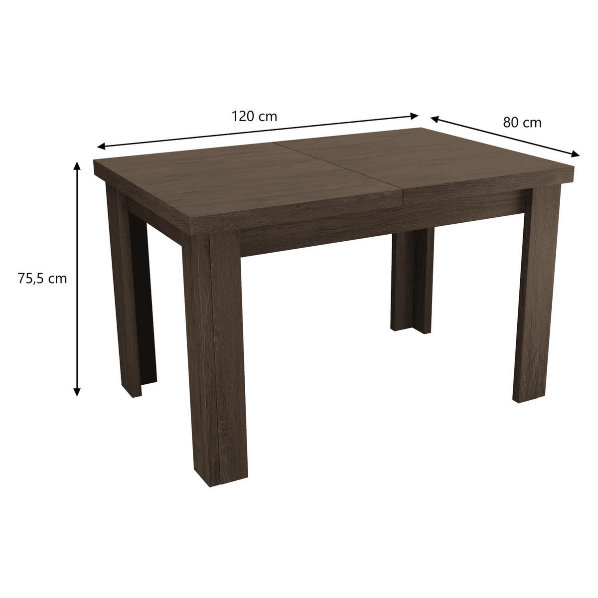 ESSTISCH ausziehbar 120-160 x 80 x 75,5 cm Esche dunkel - Dunkelbraun, Holzwerkstoff (80/120/75.5cm) - Koseto