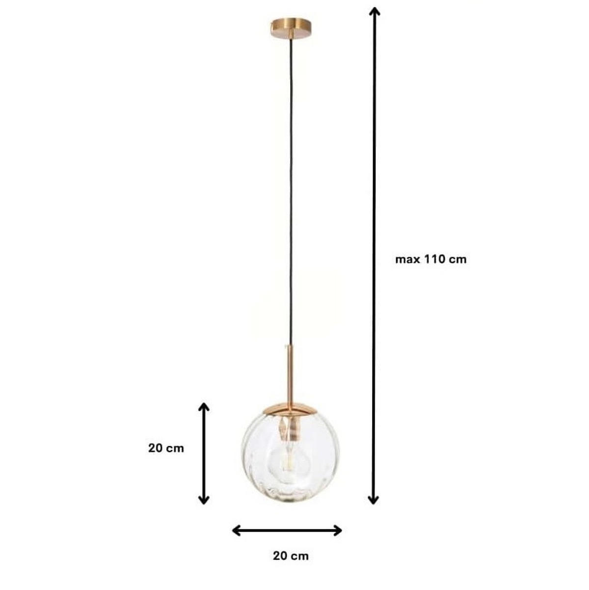 PENDELLEUCHTE Rome - Transparent/Goldfarben, Glas/Metall (20/20/110cm) - kiki design