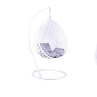 HÄNGESESSEL Cobe Weiß, Grau Kissen, Garten Hängesessel Kokon aus Technorattan - Weiß/Grau, Kunststoff/Metall (107/198/68cm) - Bettso