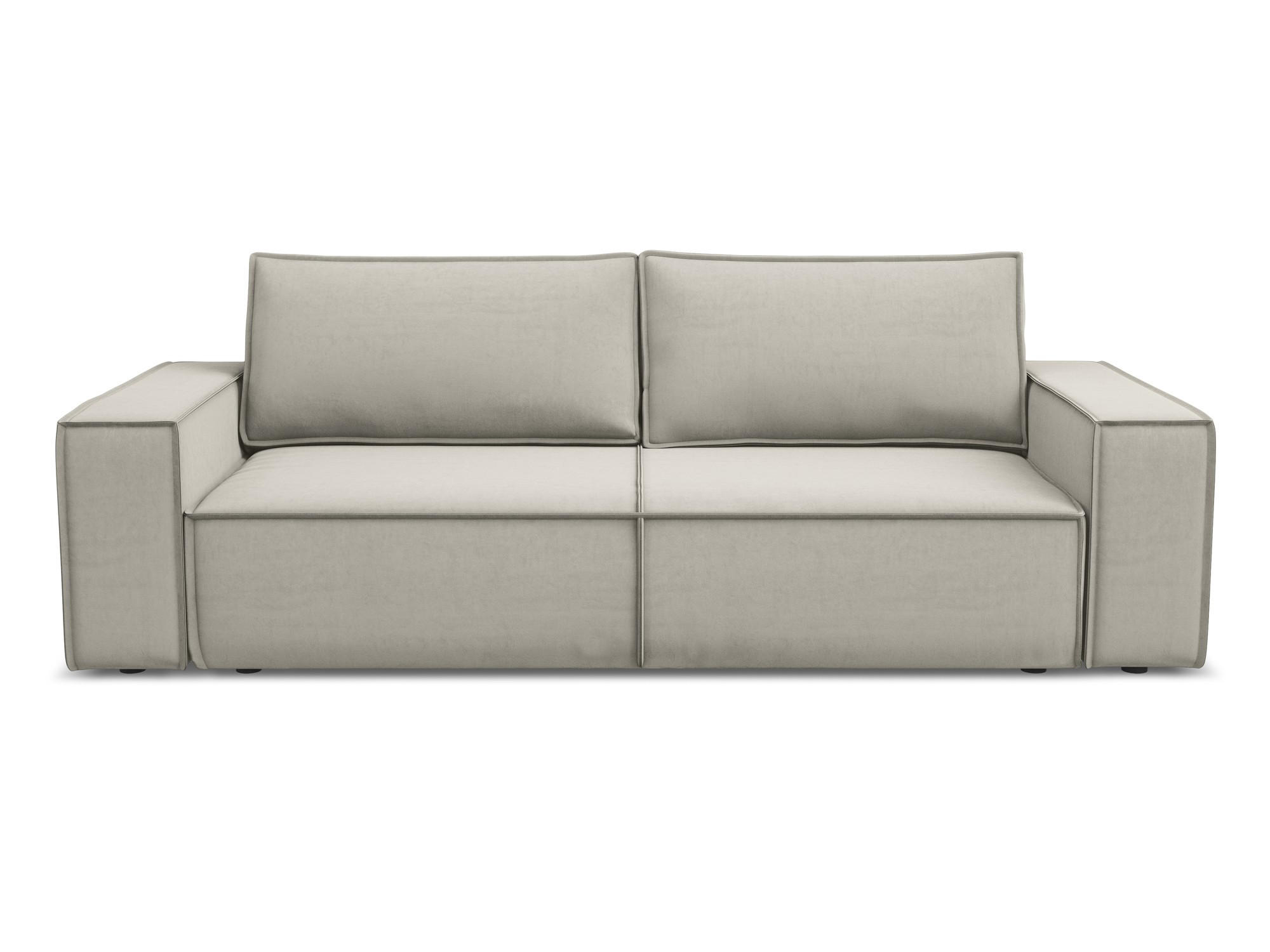3-SITZER SOFA mit Schlaffunktion Samt Stoff Creme - Perlmutt/Creme, Kunststoff/Textil (255/85/105cm) - Makamii