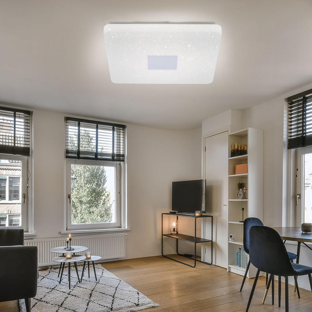 LED DECKENLAMPE Weiß Stahl CCT Dimmbar - Weiß, Metall (60/60/9.5cm)