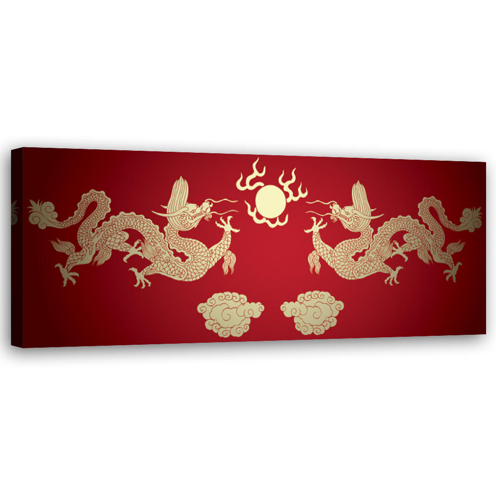 WANDBILD orientalischer drache - Rot, Textil (90/30cm) - Feeby