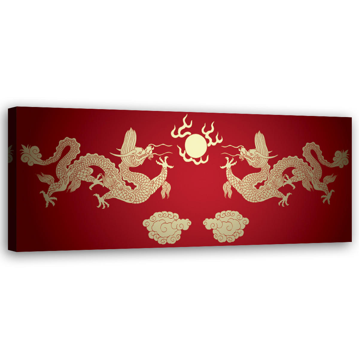 WANDBILD orientalischer drache - Rot, Textil (90/30cm) - Feeby