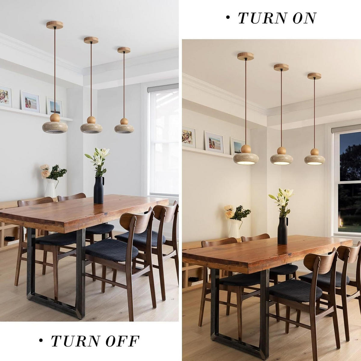 PENDELLEUCHTE Travertin Gelb LED & Holz, Höhenverstellbar - Gelb, Stein (10/15/15cm) - Authentics