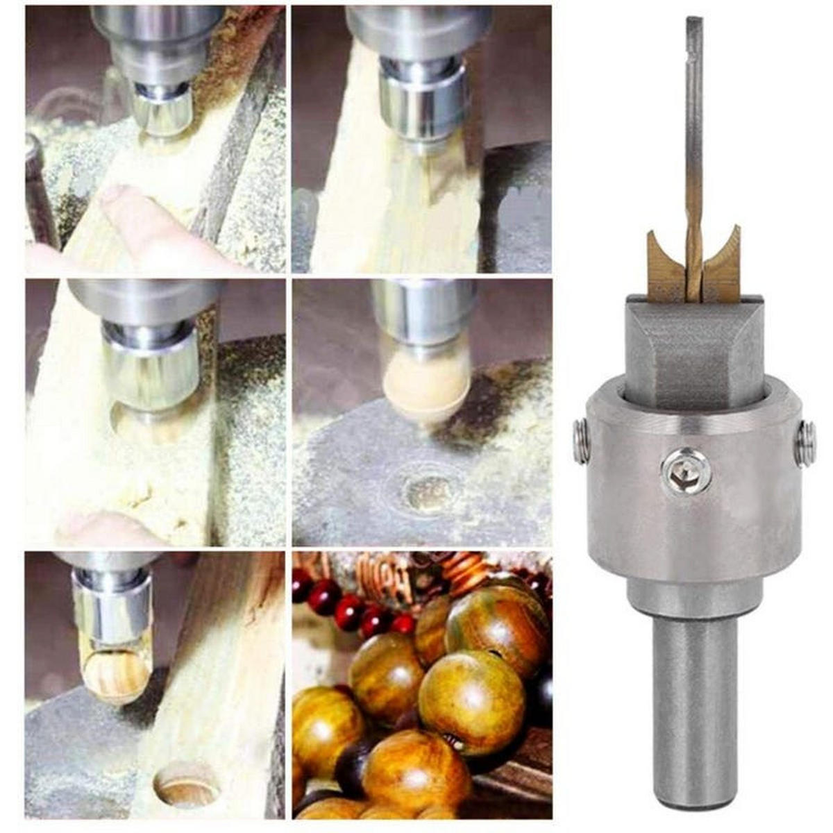 BOHRER - 16-teilige Packung - Zur Herstellung von Holzperlen, kompakt und tragbar, mit hoher Härte. - Silberfarben, Metall (1/1/1cm) - DCA