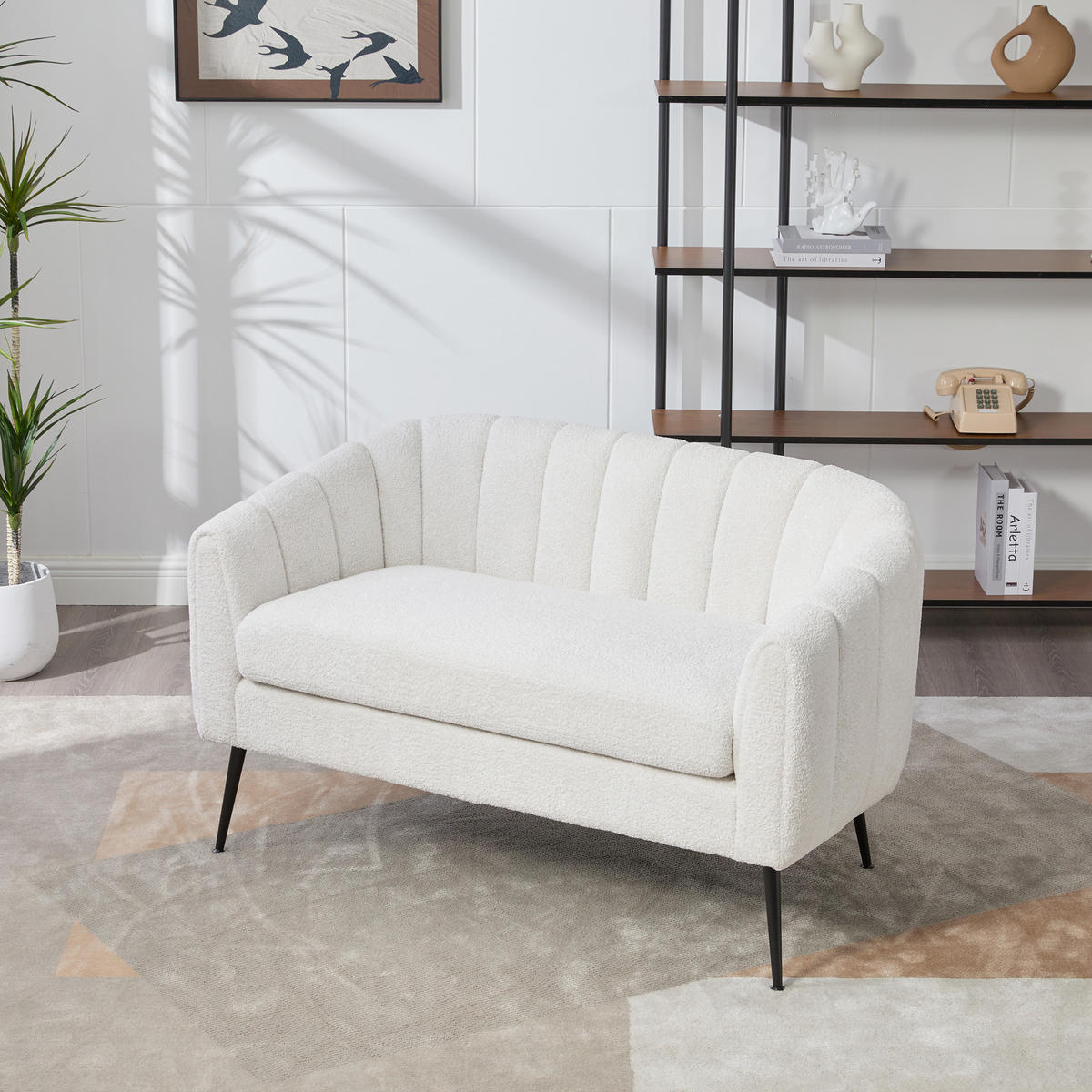 2-SITZER SOFA Chenille Ivory mit abnehmbaren Sitzkissen - Creme, Holzwerkstoff/Textil (127.5/76.5/70cm) - WISHDOR