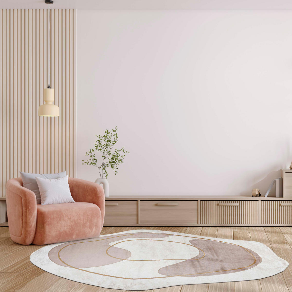 TEPPICH Beige Abstrakt - Kurzflor Unregelmäßig Unregelmäßige Form - Weiß Ecru Creme - 160 x 220 cm - Beige, Textil (160/220cm) - Mazovia