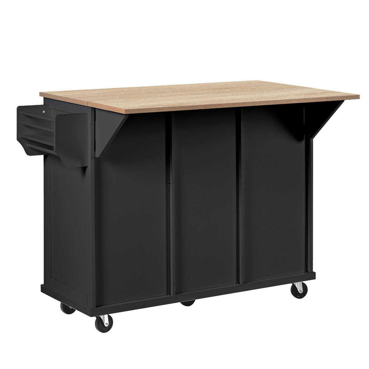 KÜCHENINSEL 112/46,2-76,2/92,7 cm schwarz natur mit ausziehbarer Klappplatte - Schwarz, Holzwerkstoff (112/92.7/76.2cm) - OKWISH