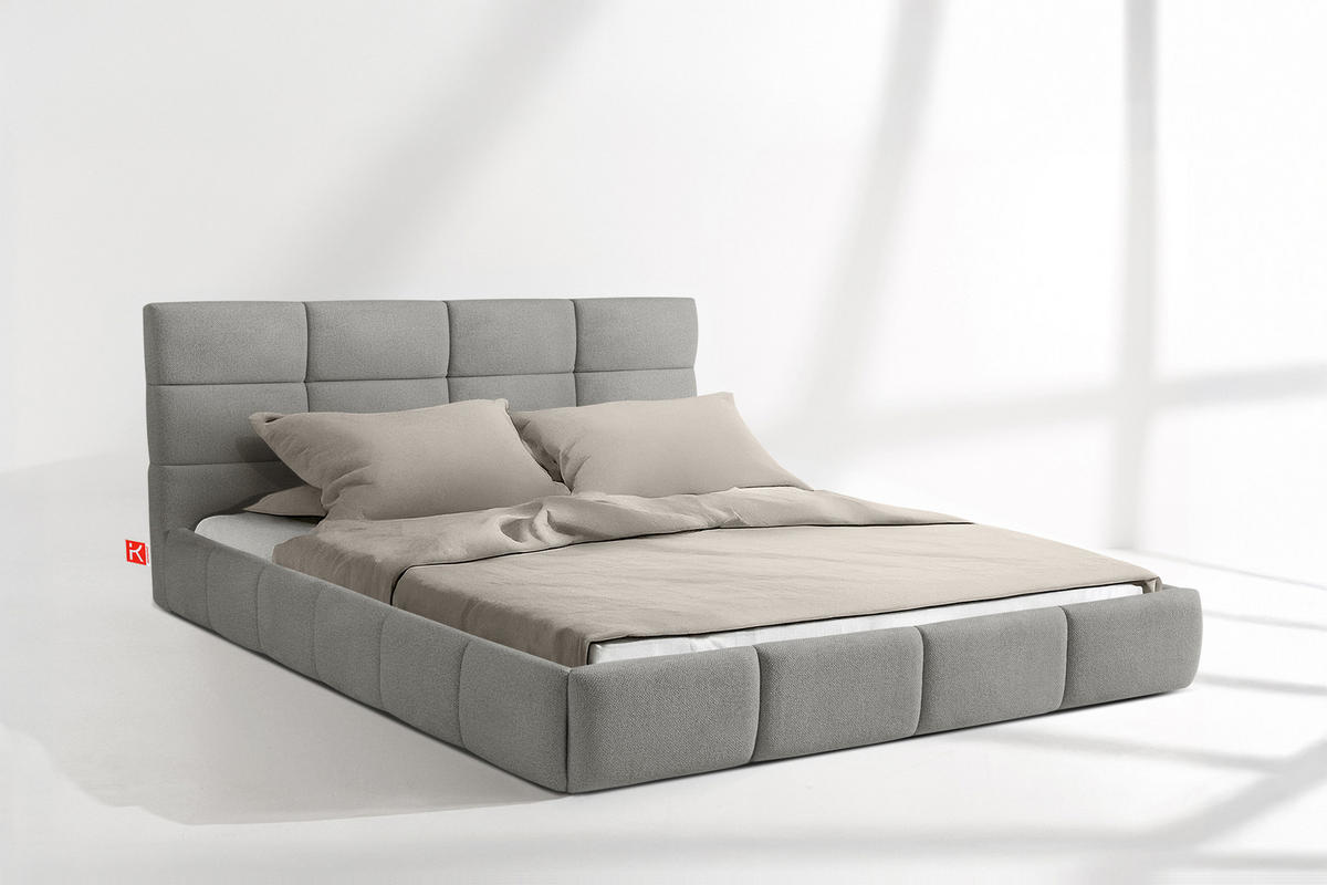 POLSTERBETT ALTOS Bouclé, grau - Grau, Holz/Holzwerkstoff (180/200cm) - KONSIMO®