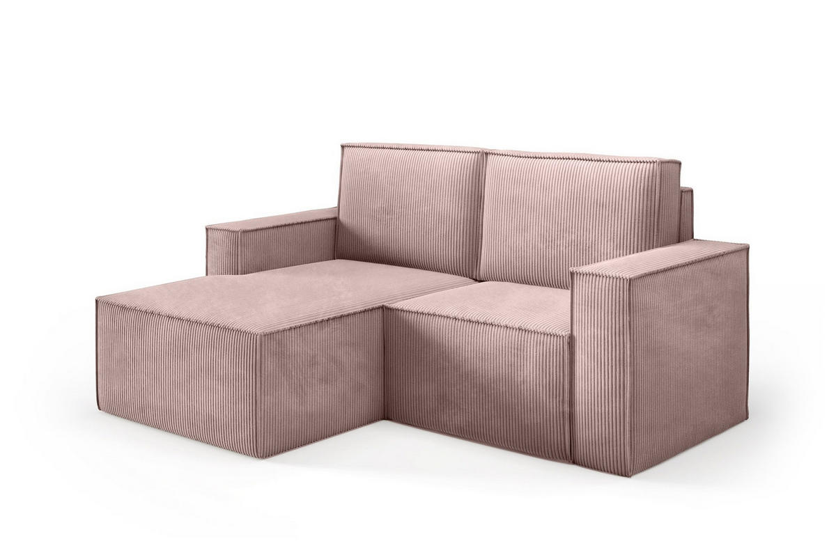 ECKSOFA Orto Rosa, Zweisitzer Kordecksofa linke seite - Rosa, Holzwerkstoff/Textil (180/141cm) - Bettso