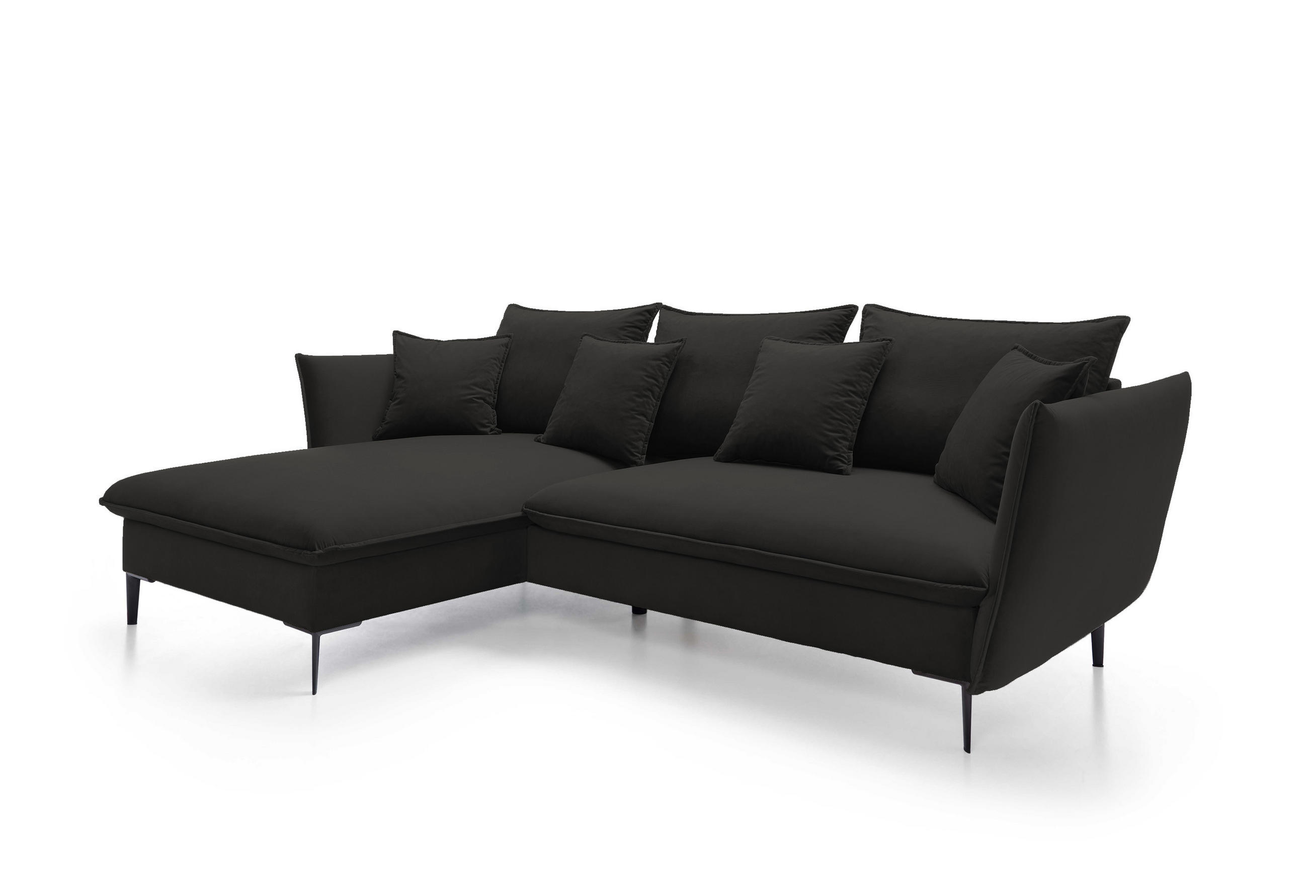 ECKSOFA GLOSS mit Schlaffunktion, Ottomane & goldenen Füßen – Samtsofa im GLOSSour-Stil mit Zierkissen, 258x167x91cm, Linke, BEIGE - Cappuccino, Holz/Textil (167/258cm) - DomoHome