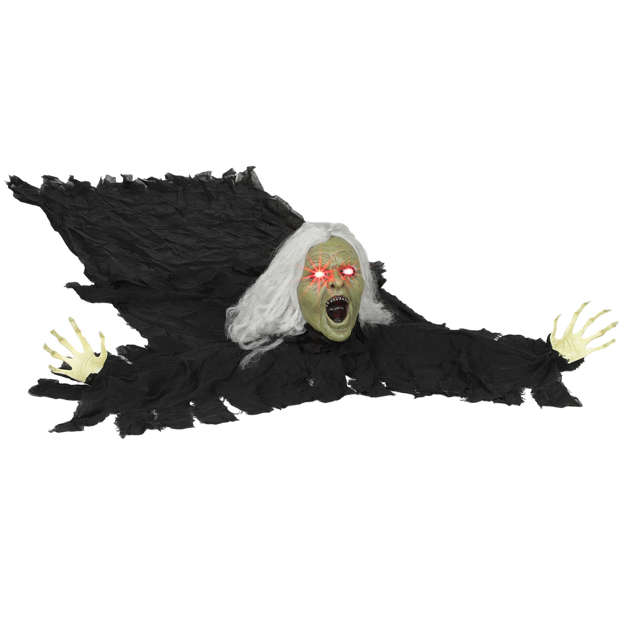 HALLOWEENDEKO DE-42046 183 cm Zombie-Oma mit LED und Sound - Schwarz, Kunststoff (80/183/18cm) - ComfortXL