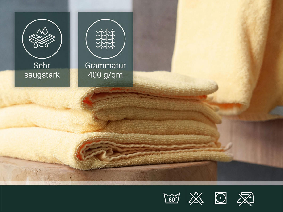 HANDTÜCHER, 10er-Set, 50x100 cm, 100% Baumwolle, Gelb - Gelb, Textil (50/100cm) - Zollner