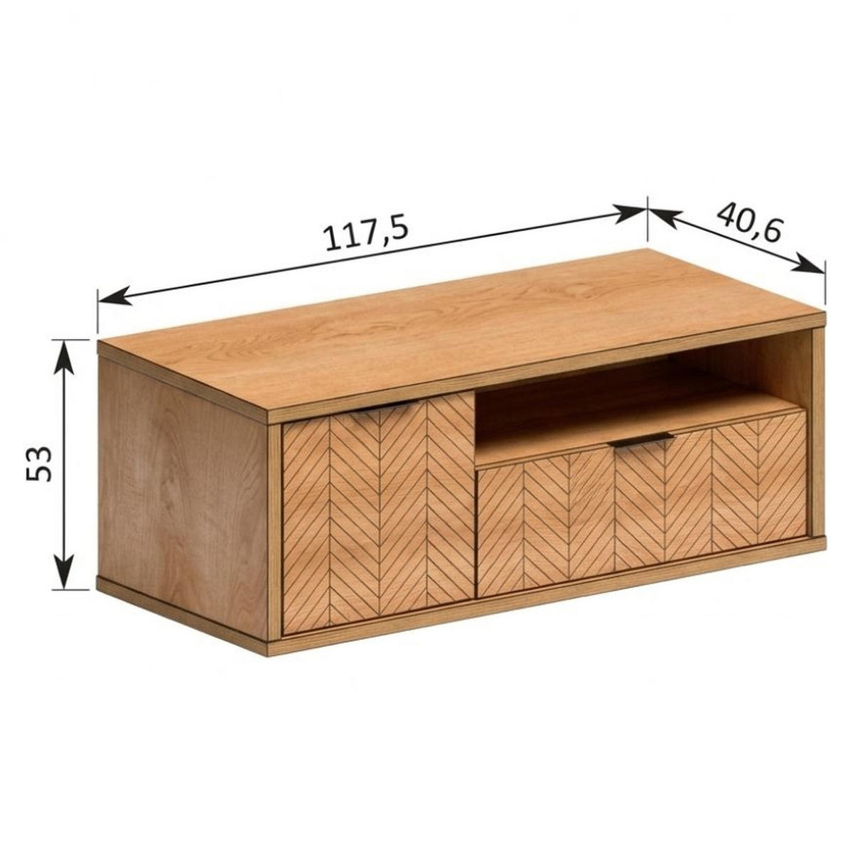 TV-LOWBOARD Fonti F-7 117,5 x 53 x 40,6 cm Karamell-Eiche - Eichefarben, Holzwerkstoff (117.5/53/40.6cm) - Koseto