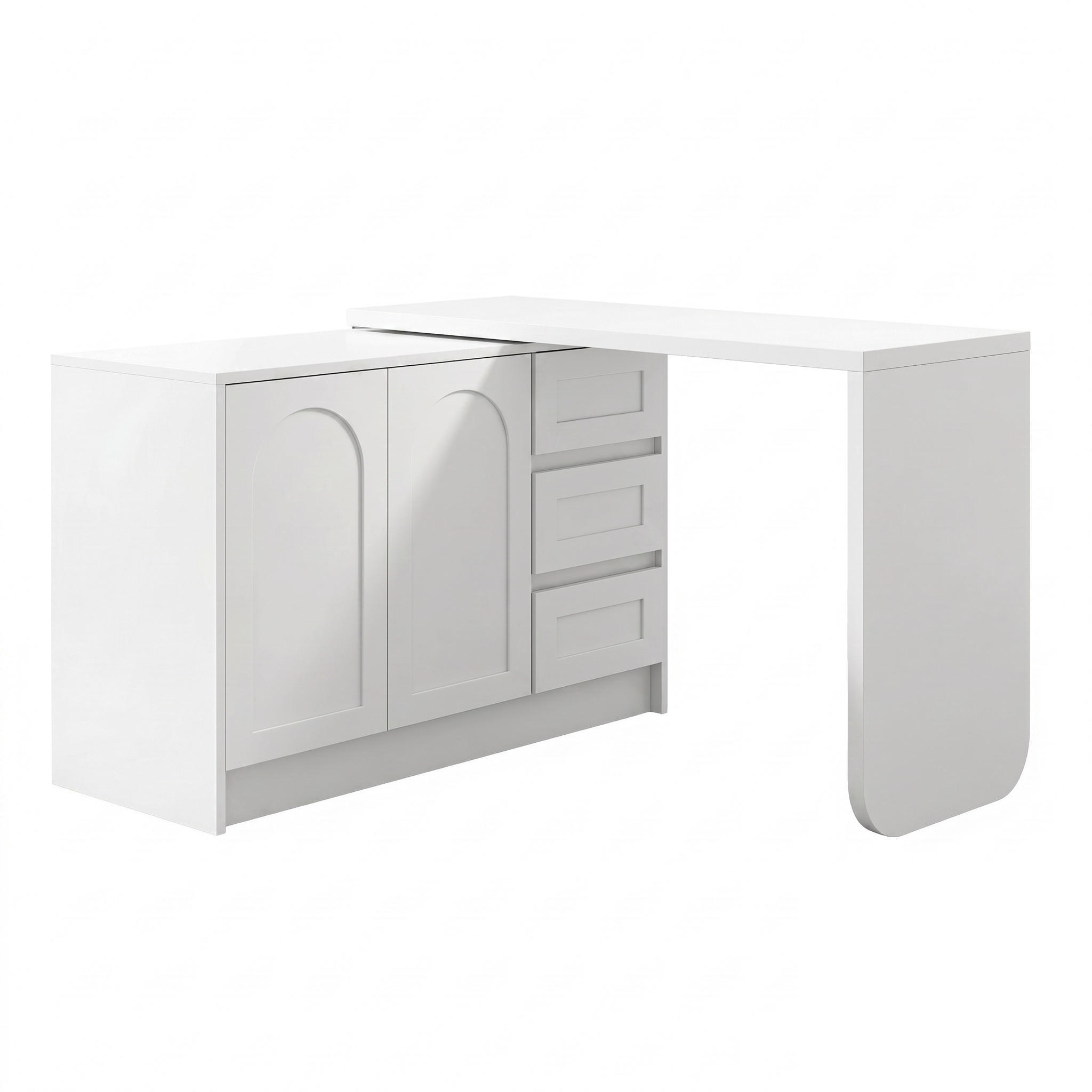 SCHREIBTISCH aus MDF in Weiß, 360° drehbar und platzsparend - Weiß, Holzwerkstoff (40/110/75cm) - Urban Meuble