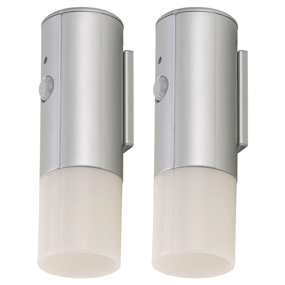 LED WANDLEUCHTE Silber mit Bewegungsmelder - Silberfarben, Kunststoff (4/12.5/4cm)