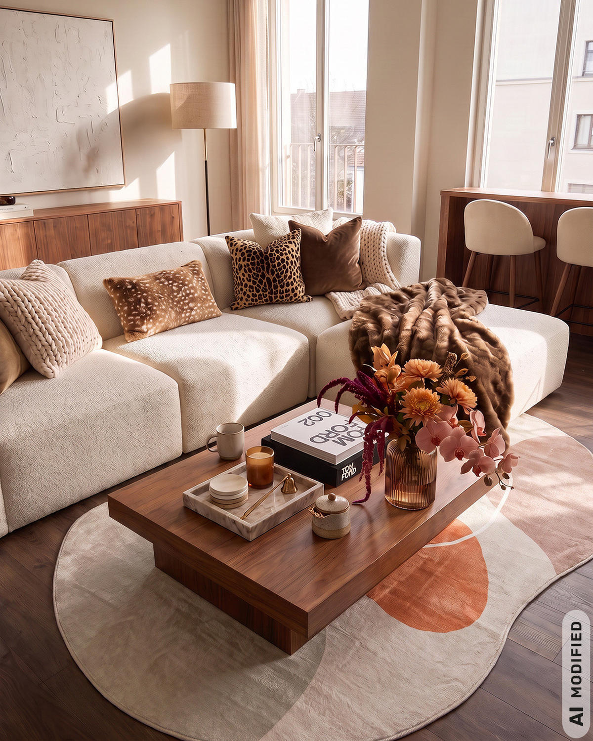 TEPPICH Bova Agolo Mazovia Unregelmäßige Form 120x160cm Beige Orange Abstrakt Kurzflor - Orange, Textil (120/160cm) - Mazovia