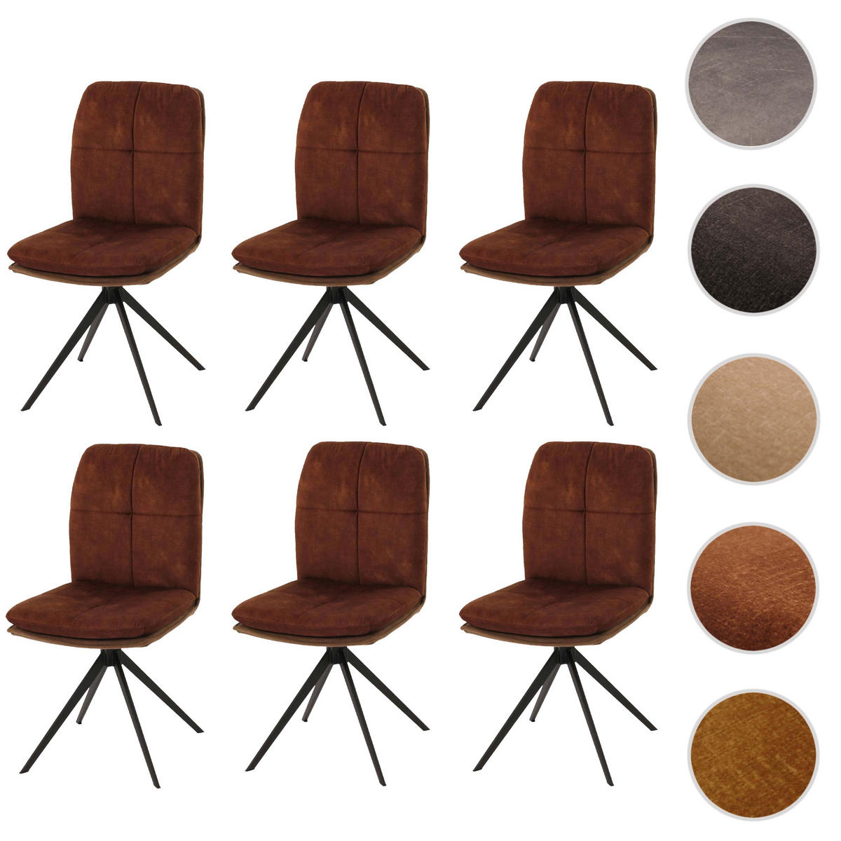 ESSZIMMERSTUHL Braun 6er-Set - Braun, Textil (47/90/56cm) - MCW