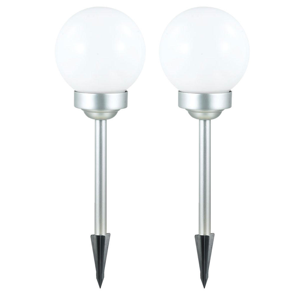 LED AUSSENLEUCHTE Kugel Weiß 2er Set - Weiß, Kunststoff (15/15/42.5cm)