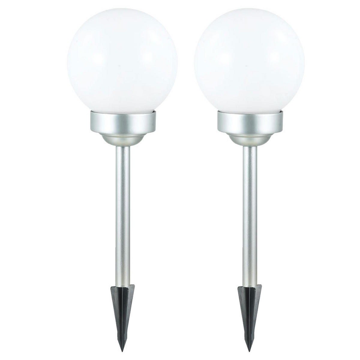 LED AUSSENLEUCHTE Kugel Weiß 2er Set - Weiß, Kunststoff (15/15/42.5cm)