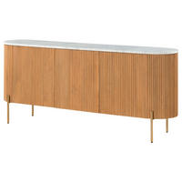 SIDEBOARD Mango 180x40x76 natur lackiert / Marmor weiß BARCELONA #501 - Naturfarben, Holz (180/76/40cm) - Massivmoebel24