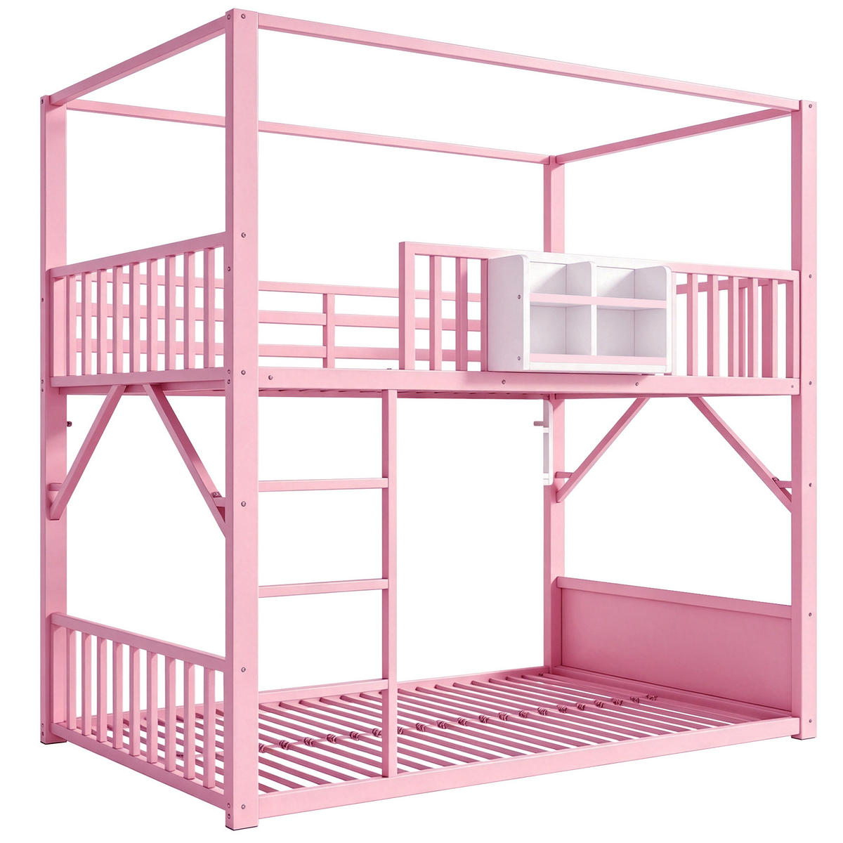 ETAGENBETT 90/200 cm Metall mit Dachdesign, DE-41590, in Rosa - Pink, Metall (90/200cm) - ComfortXL