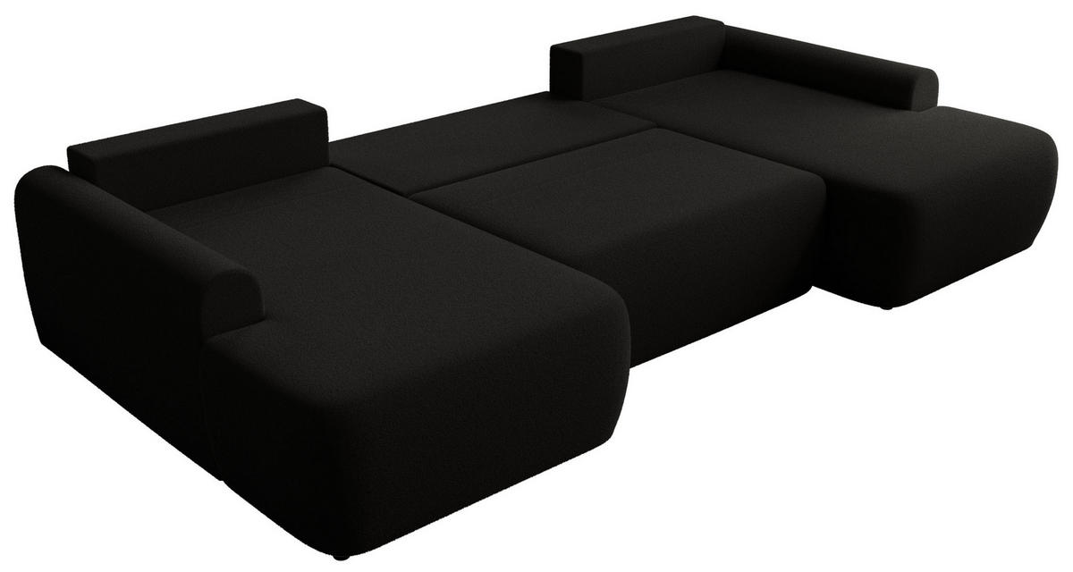 WOHNLANDSCHAFT CUBO U Schwarz Boucle - Schwarz, Kunststoff/Textil (370/100/187cm) - MKS