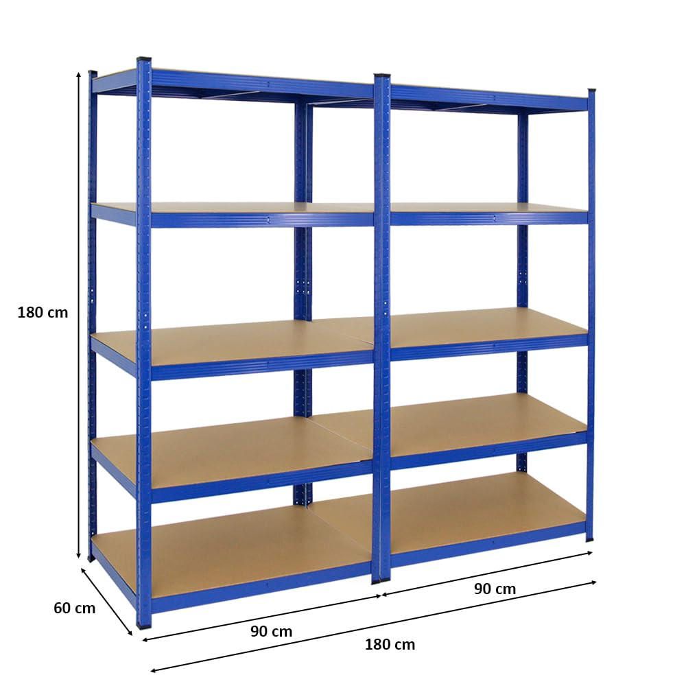 SCHWERLASTREGAL Taurus 2er-Set mit 2x 180x90x60 cm Fachlast 175 kg Blau - Blau, Metall (180/180/60cm) - PROREGAL
