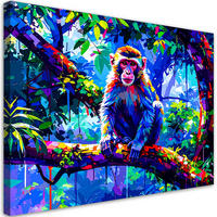 LEINWANDBILD Bunter Affe auf einem Ast 120x80cm - Multicolor, Textil (120/80cm) - Feeby