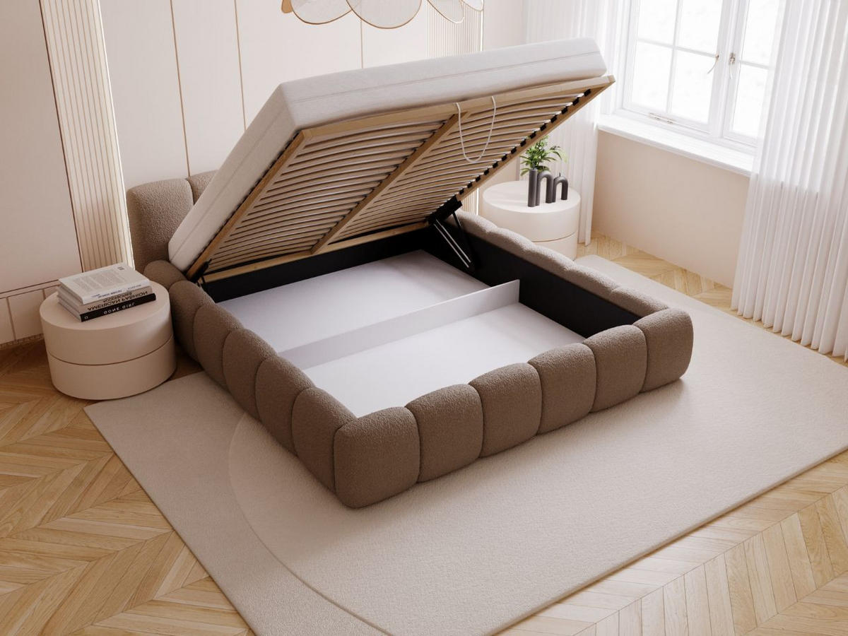 POLSTERBETT Cloud Low 200x200 Bouclé-Stoff Braun - Braun, Textil (200/200cm) - Graingold