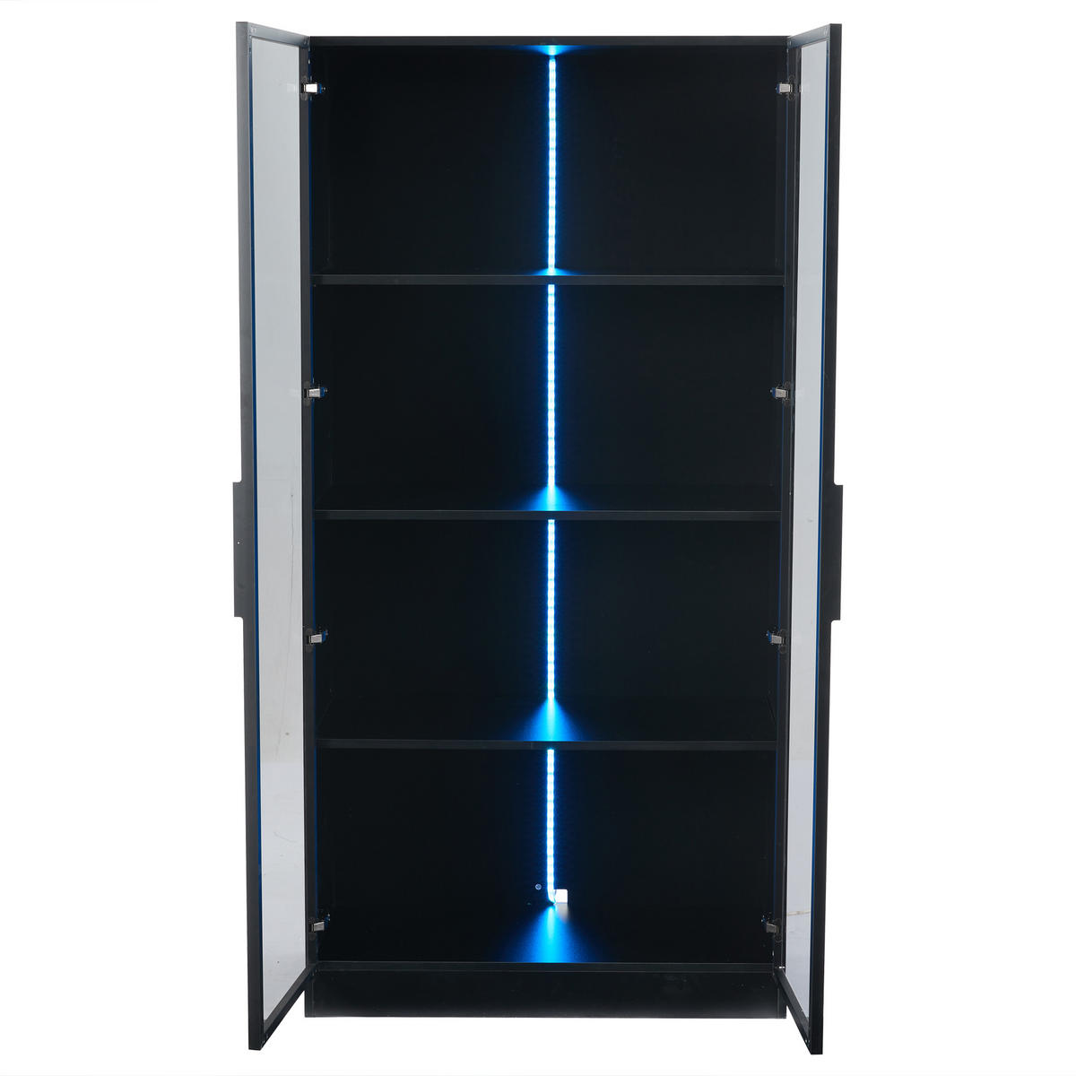 BUFFET LED Glas 4 Türen Vitrine Schwarz - Schwarz, Holzwerkstoff (160/160/40cm) - FLIEKS
