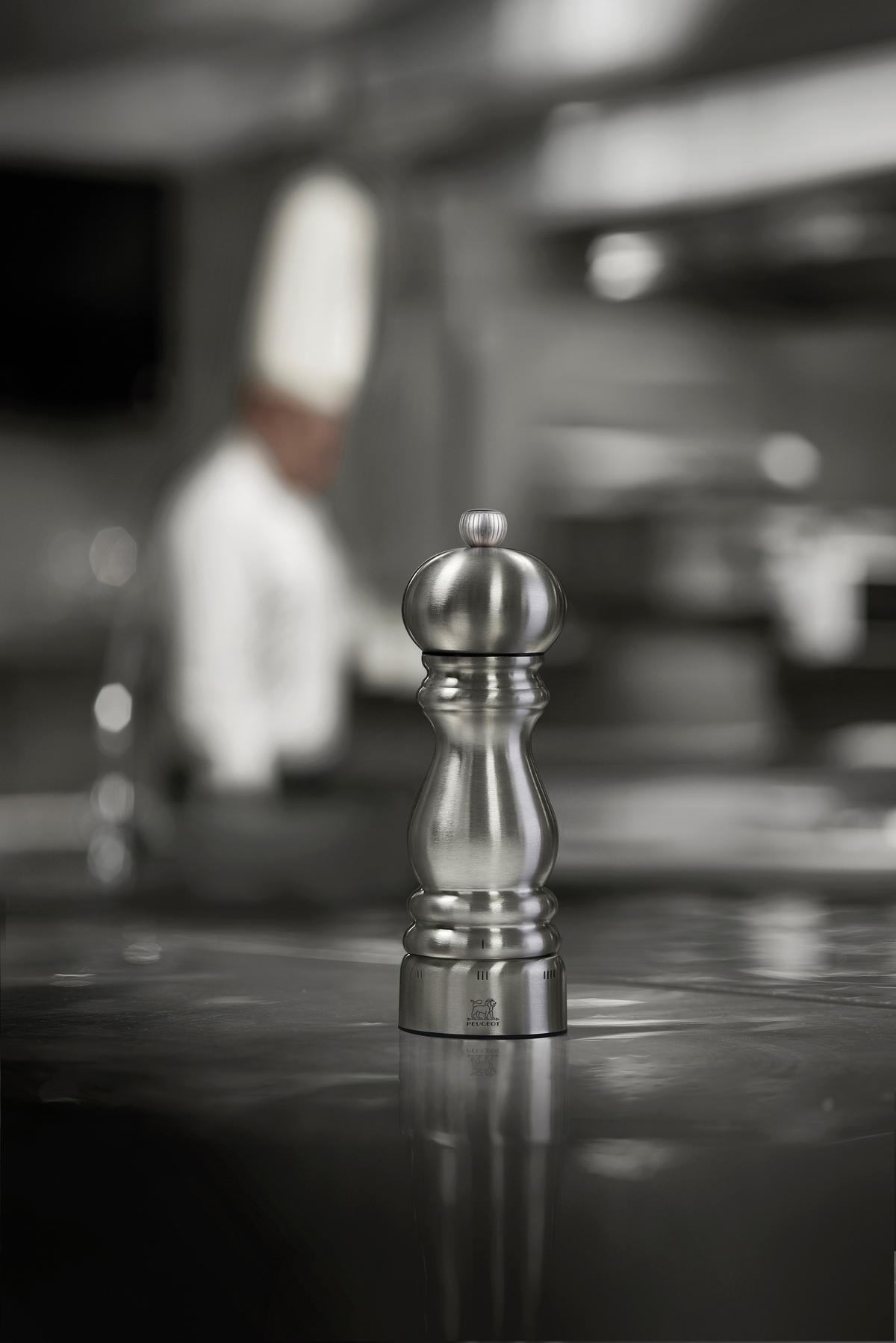 MÜHLENSET Paris Chef 22cm Pfeffer- & Salzmühle Carbon/Edelstahl Stahlmahlwerk - Grau, Metall (5.9/22/5.9cm) - PEUGEOT