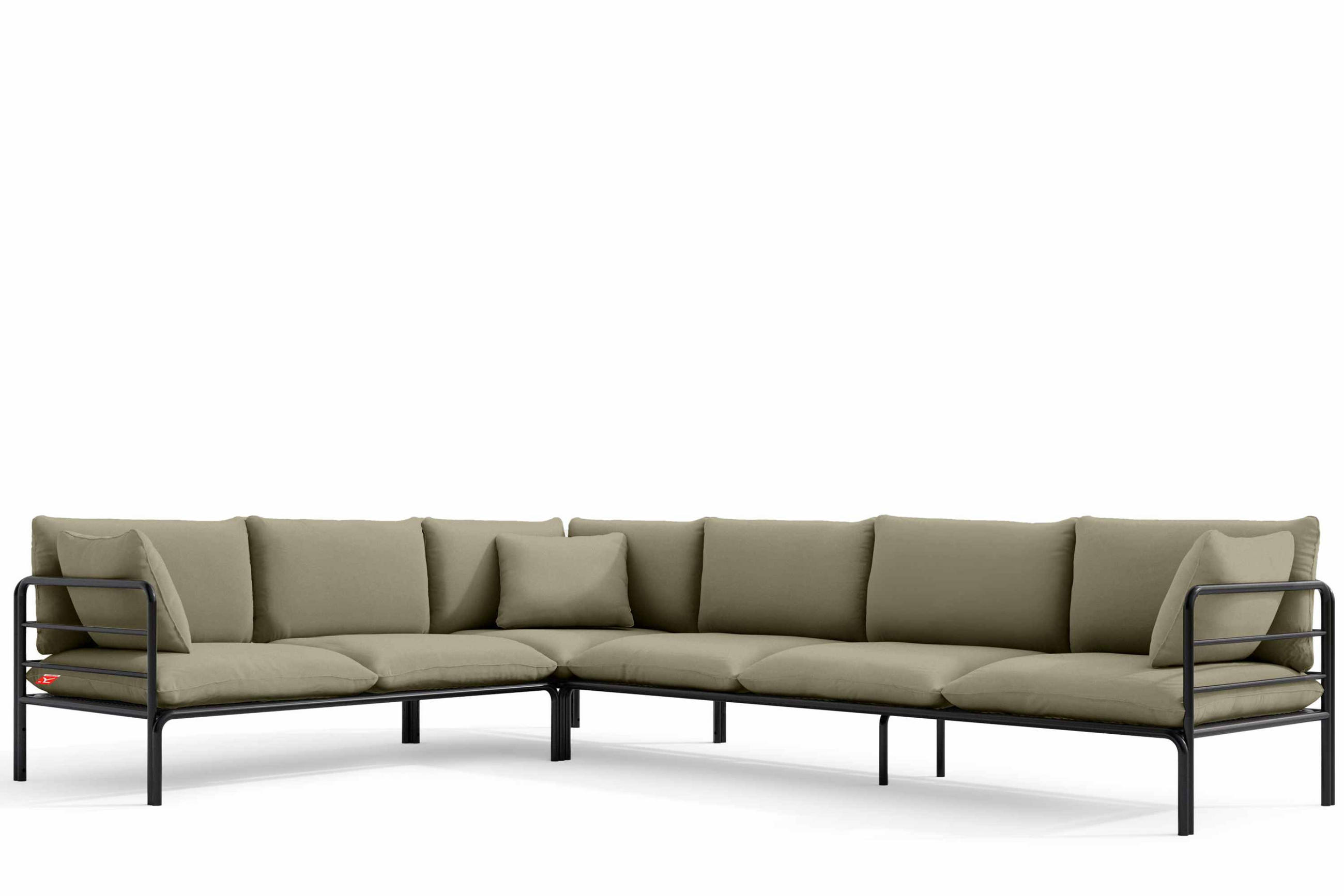 GARTENECKSOFA RAMBE 5-Sitzer mit Kissen, Anthrazit/Beige - Dunkelgrau/Beige, Textil/Metall (304/80/229cm) - KONSIMO®