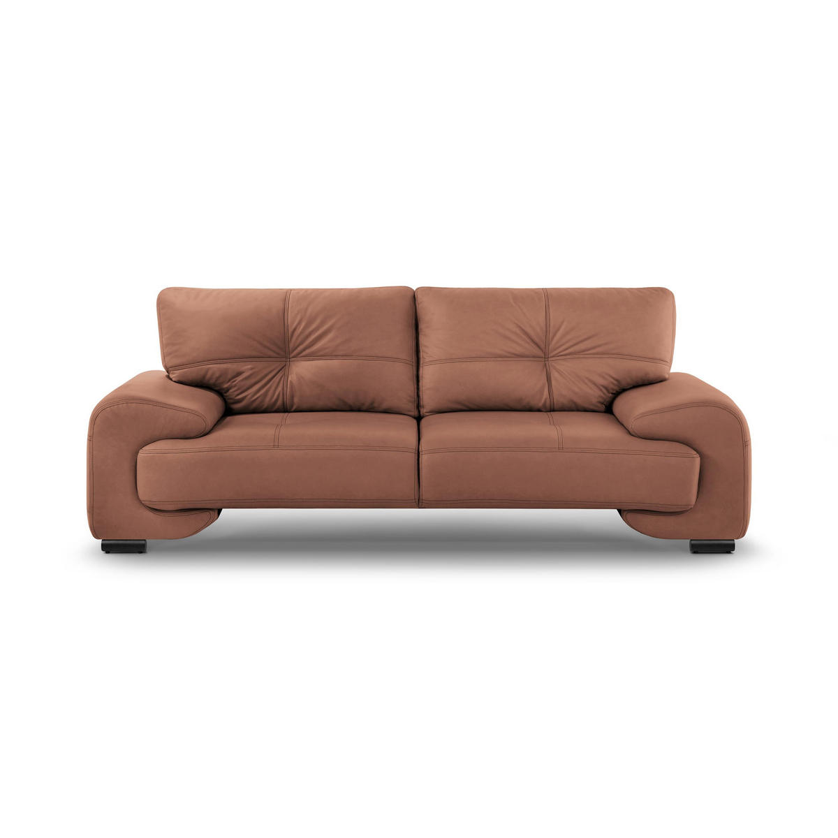 3-SITZER SOFA Omega aus Kunstleder, Dunkelorange - Dunkelorange/Schwarz, Leder (225/88/98cm) - Beautysofa