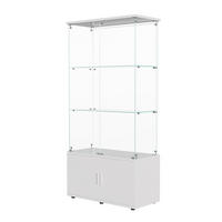 STANDVITRINE 78.5x164cm mit LED-Leisten, ESG-Glas, Weiß, abschließbar - Weiß, Glas (35/164/78.51cm) - SHOPENTRA