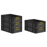 EUROBOX 5x NextGen Color 17x40x60 cm 34 Liter Griffe gelb zu, Schwarz - Gelb/Schwarz, Kunststoff (40/17/60cm) - PROREGAL