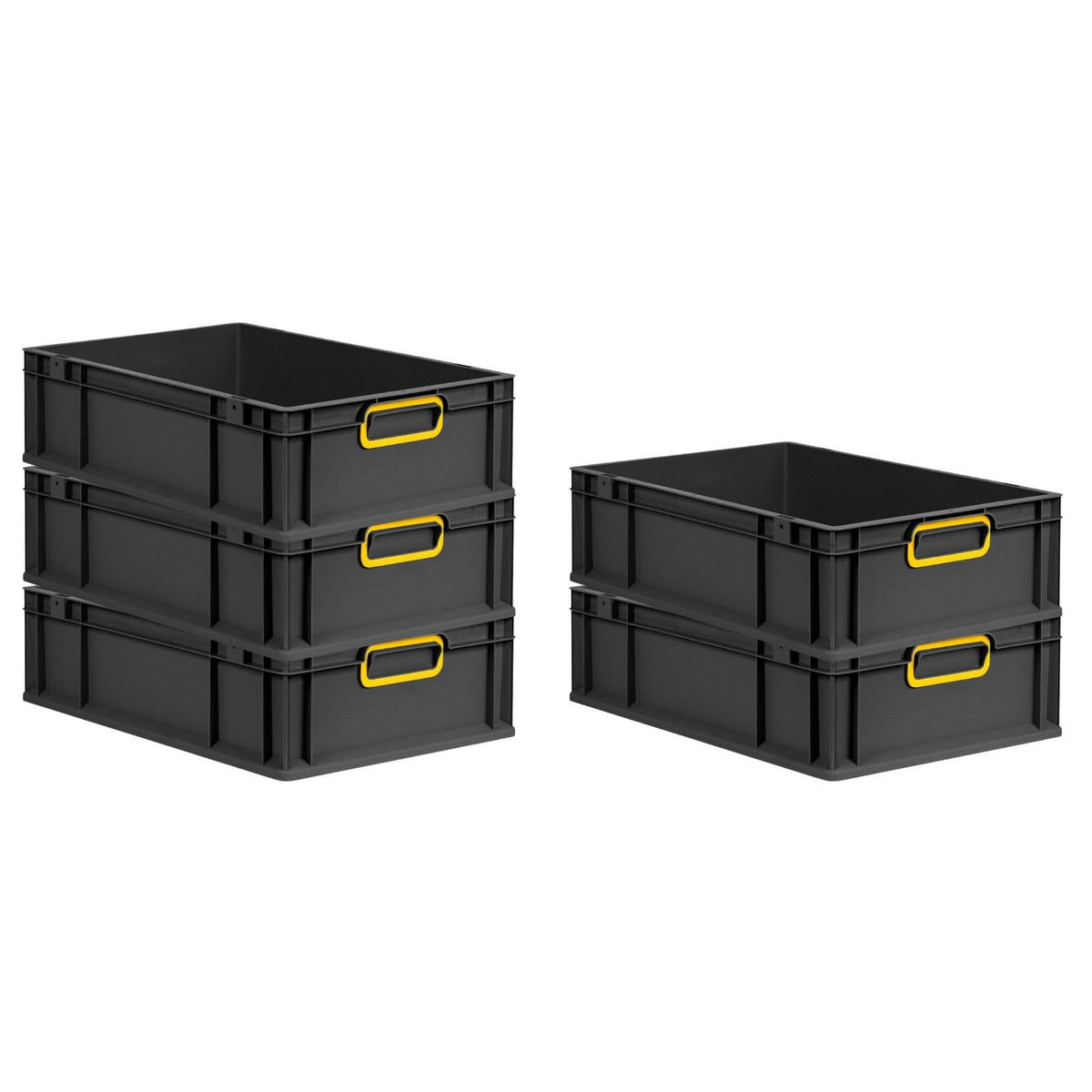EUROBOX NextGen Color 17x40x60 cm 34 Liter Griffe gelb zu, Schwarz - Gelb/Schwarz, Kunststoff (40/17/60cm) - PROREGAL