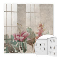SCHLÜSSELBOX Weiß 30x30 cm – Türöffnung nach rechts - Botanische Eleganz - Beige, Metall (30/30/5cm) - TULUP