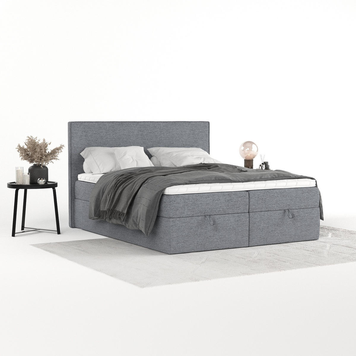 BOXBETT Velma 160/200 cm Grau im Neve Stoff - Schwarz/Grau, Holz/Holzwerkstoff (160/200cm) - AltaBeds