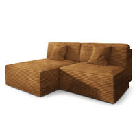 ECKSOFA FIORO Kupferfarben Kordstoff mit Schlaffunktion - Kupferfarben, Holz (204/148cm) - MASSENO