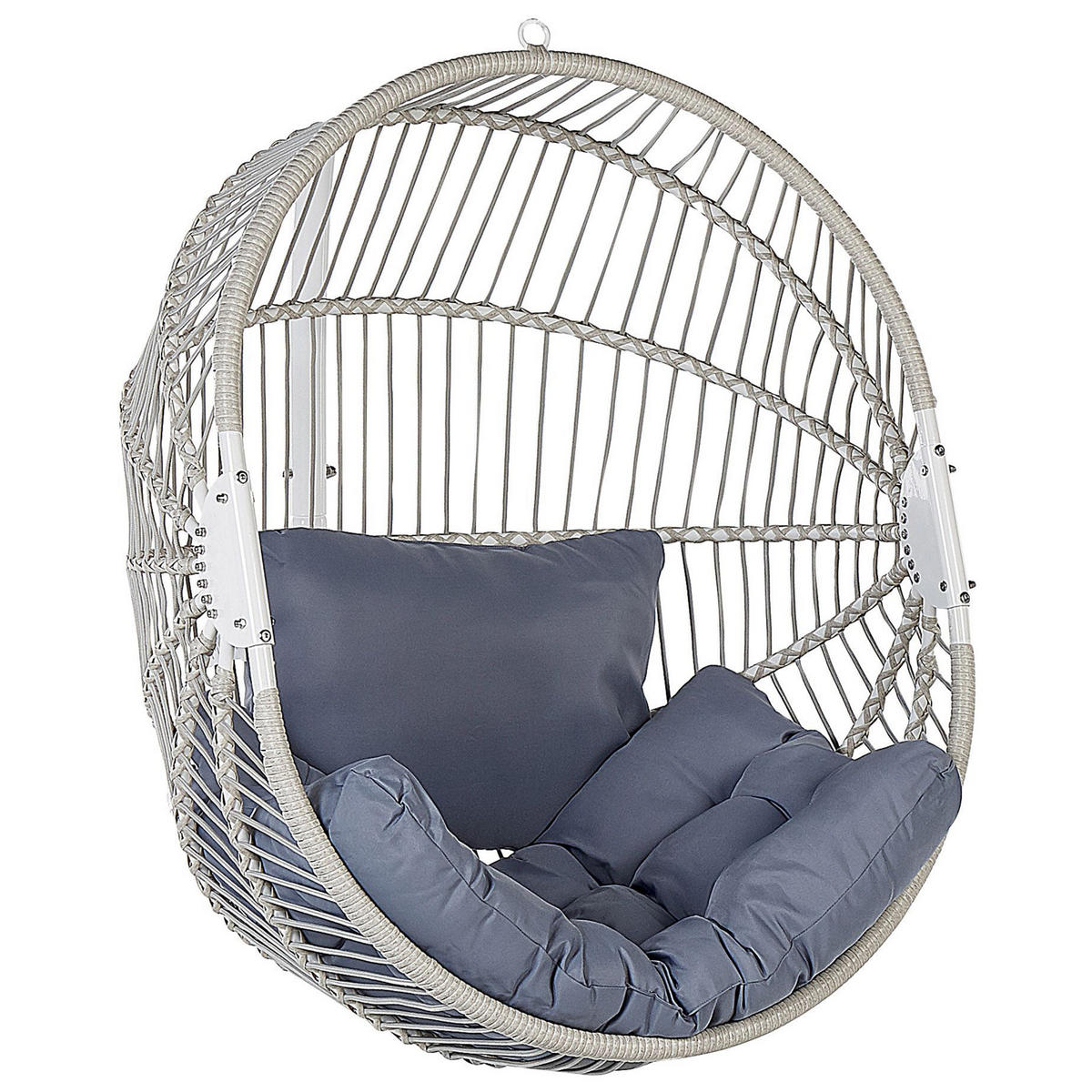 HÄNGESESSEL mit weissem PE Rattangestell Acri - Weiß, Kunststoff (98/197/120cm) - Beliani